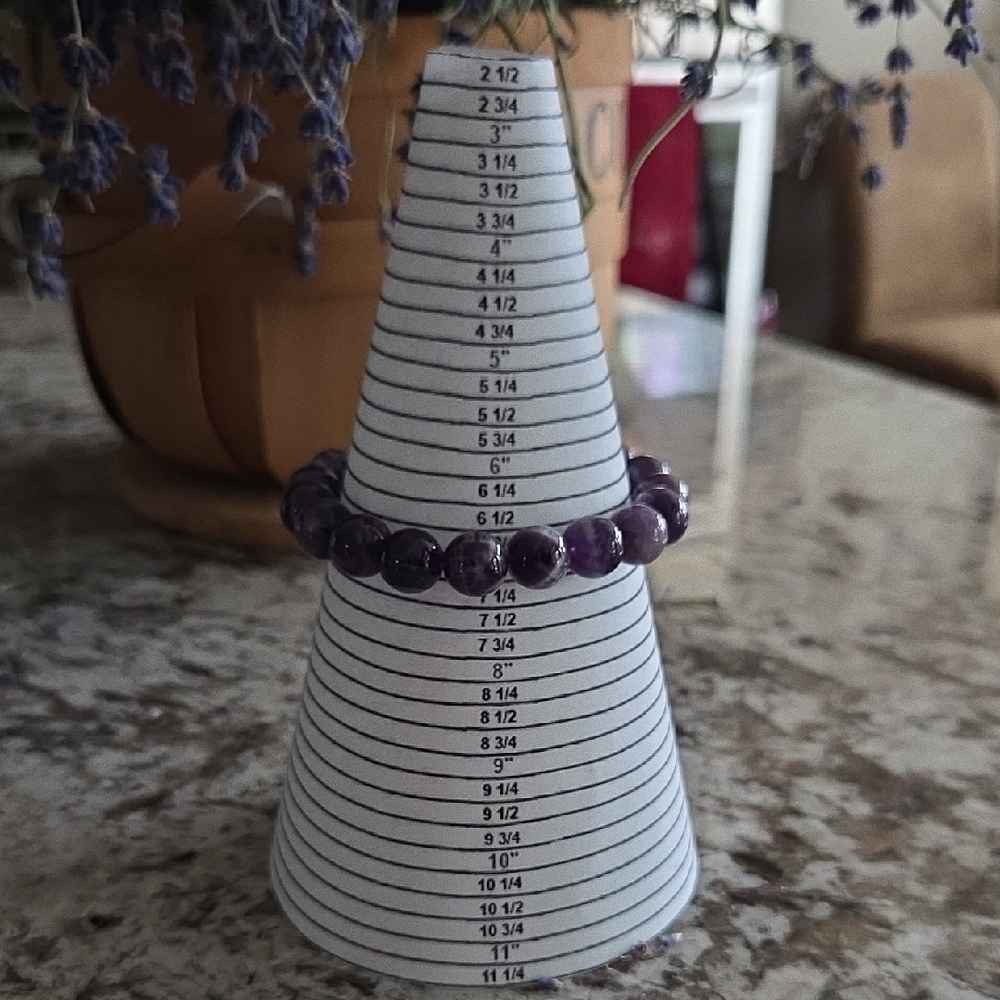 Purple Beaded Amethyst Bracelet Size 7